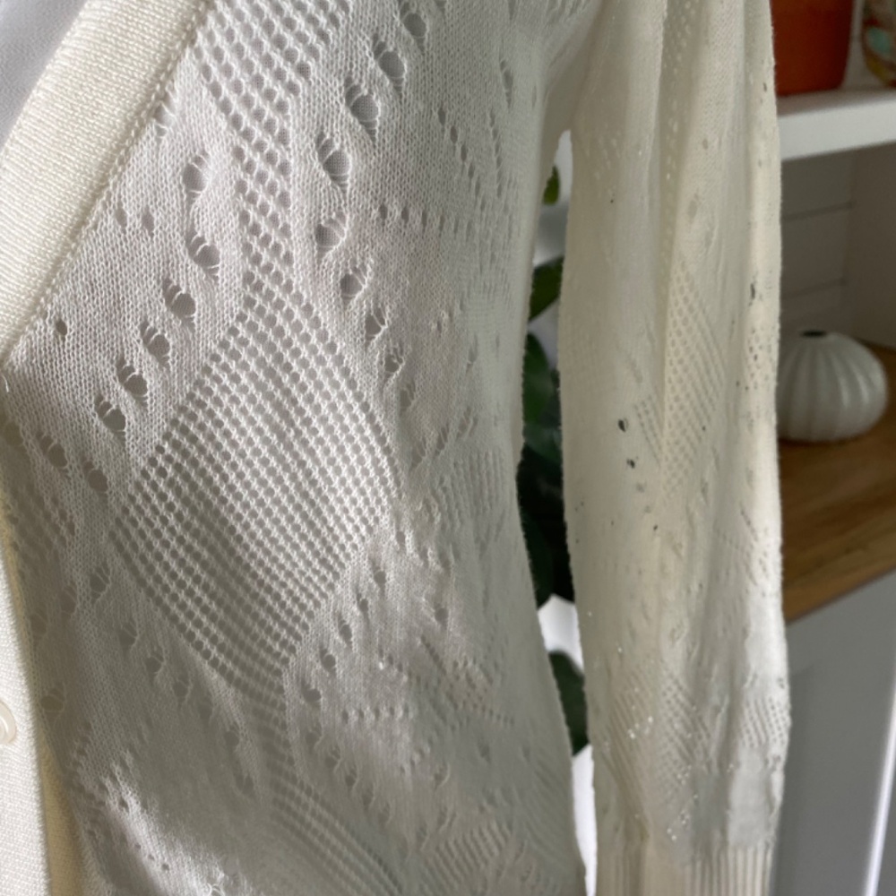AB Studio White Cardigan Sz M - Picture 2 of 8